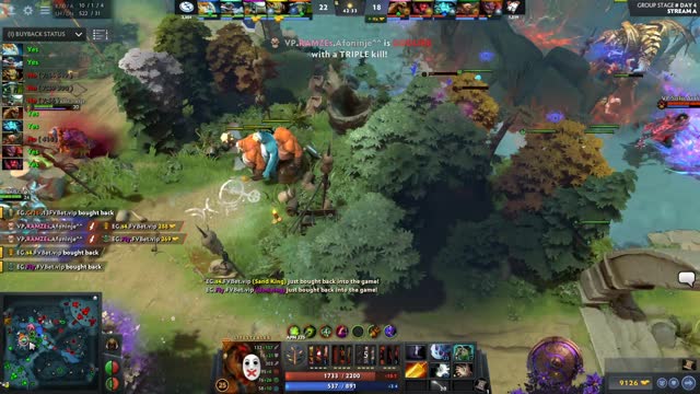 VP.Ramzes666's triple kill leads to a team wipe!